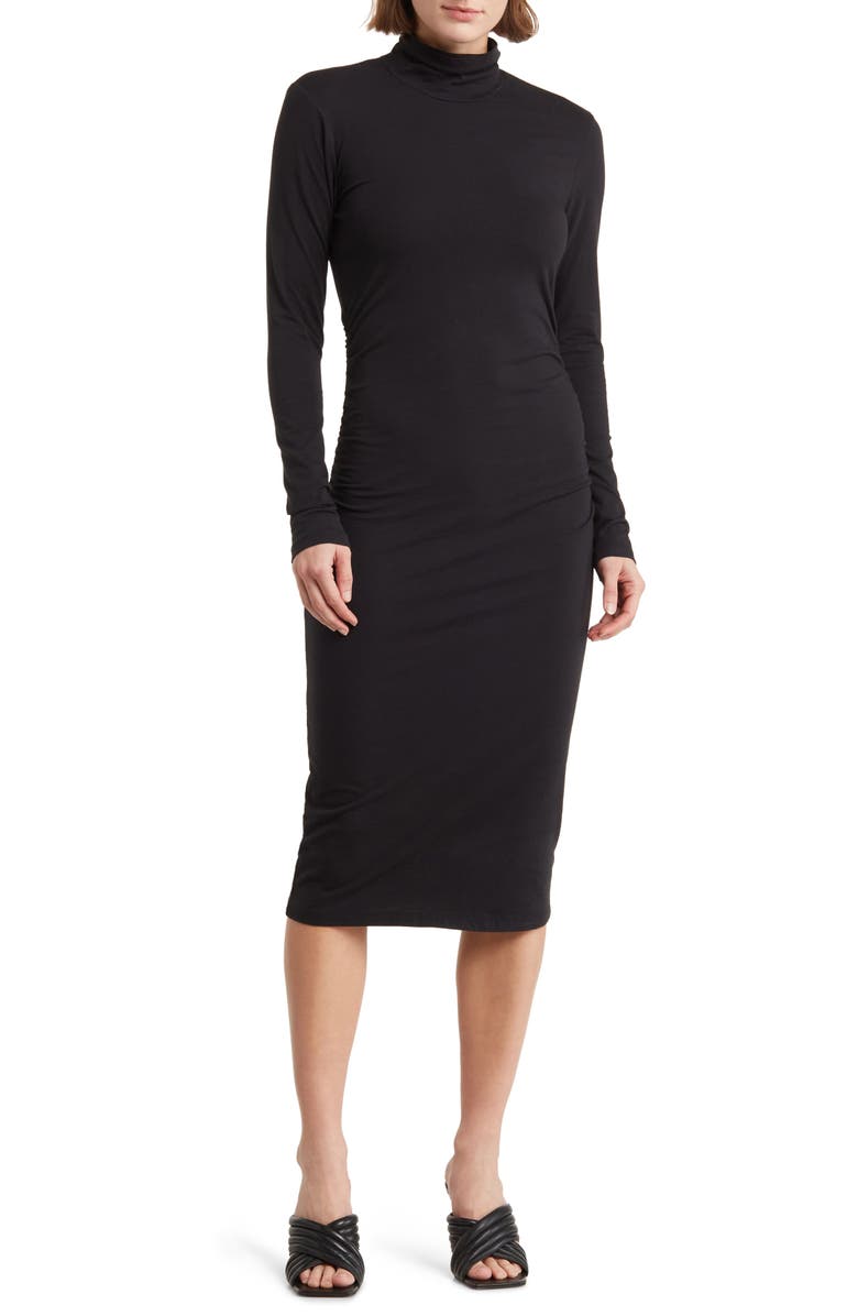 chinese dress ladies Melange Jersey Long Sleeve Dress - Coffee