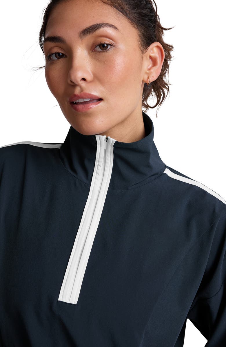 Beyond Yoga Course Contrast Half-Zip Pullover, Alternate, color, Nocturnal Navy/True