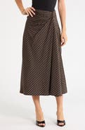 JASON WU Plaid Draped Cotton Midi Skirt