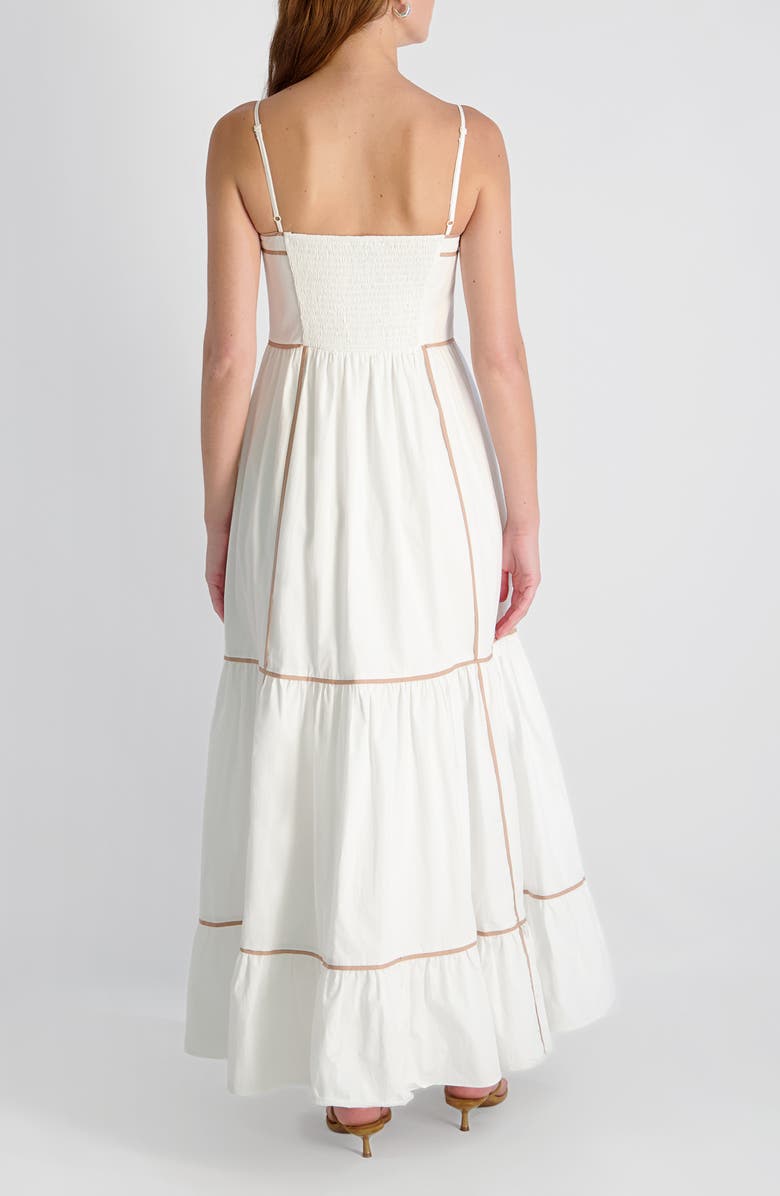 French Connection Cambria Contrast Trim Cotton Maxi Dress, Alternate, color, Summer White