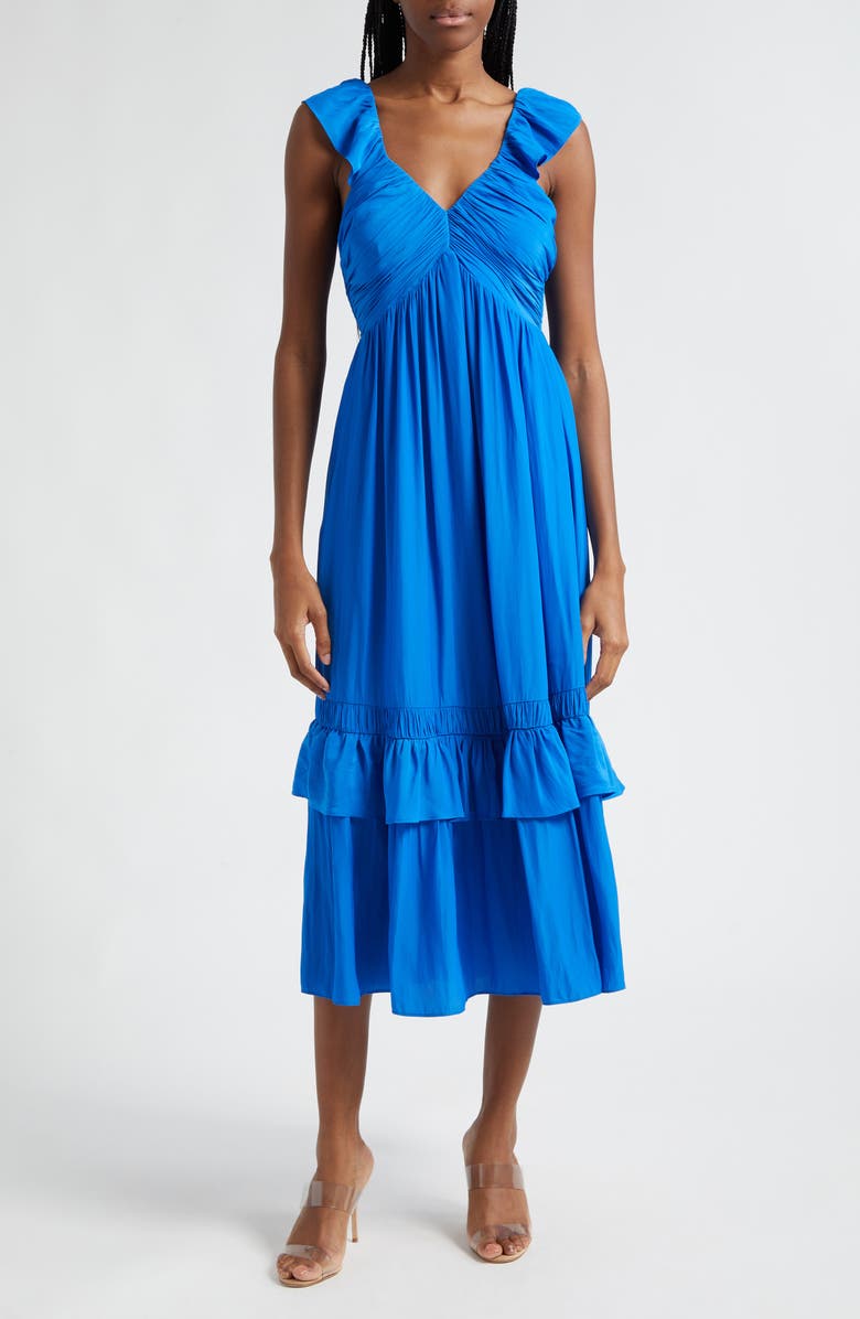 Ramy Brook Nelly Tiered Hem Dress, Main, color, Marrakech Blue