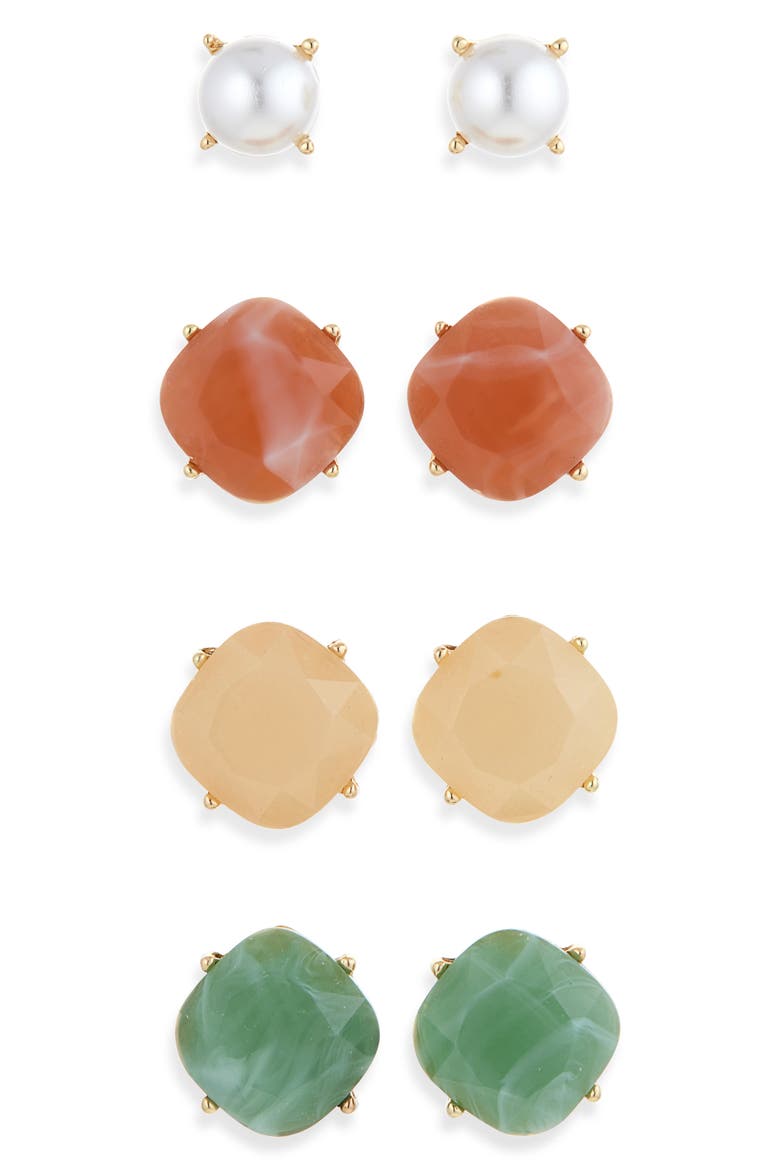 Set of 4 Stud Earrings, Main, color, NEUTRAL COMBO