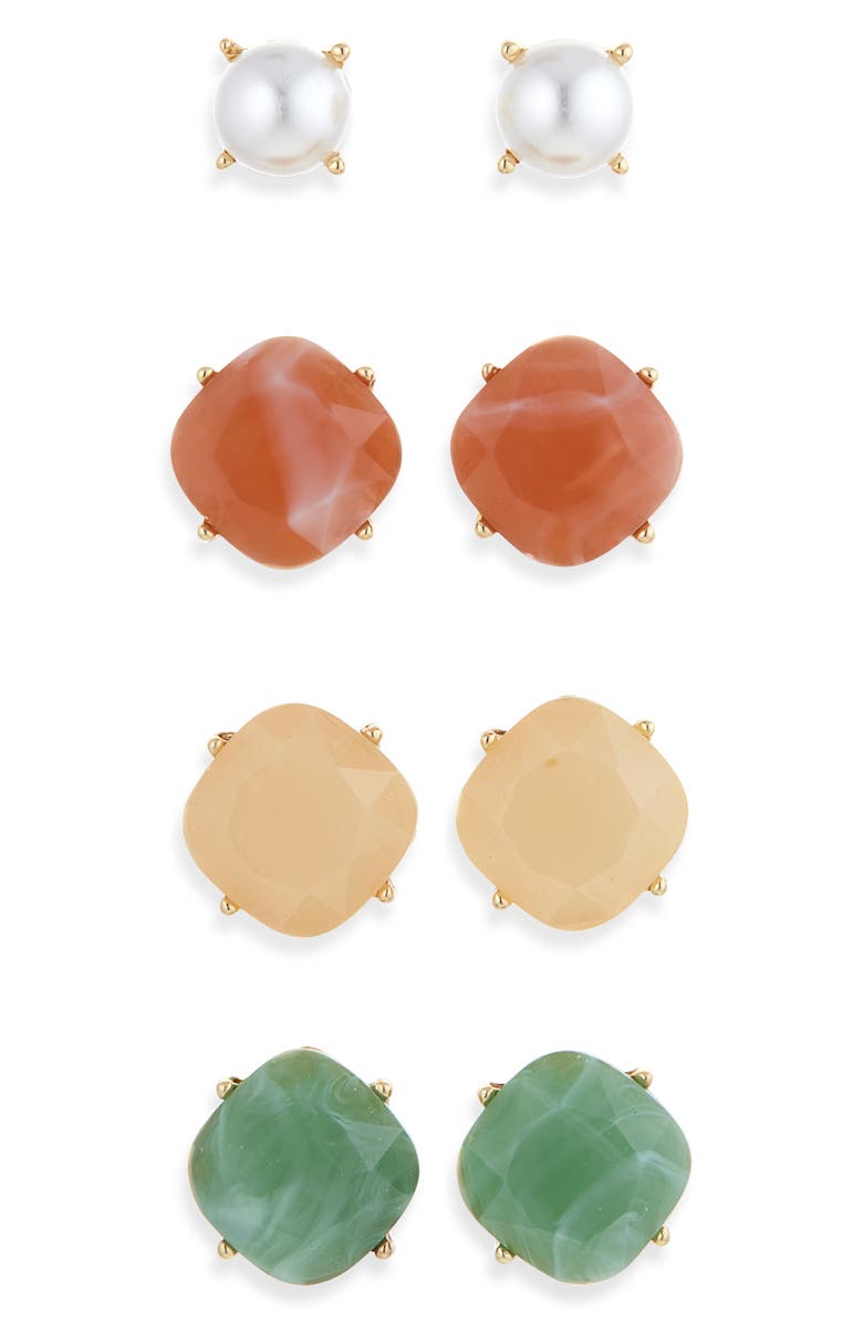 Tasha Set of 4 Stud Earrings, Main, color, Neutral Combo