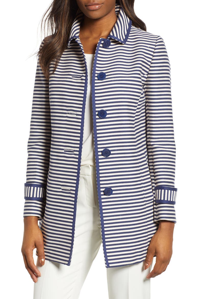 Stripe Topper Jacket, Main, color, ANNE WHITE/ DISTANT MOUNTAIN