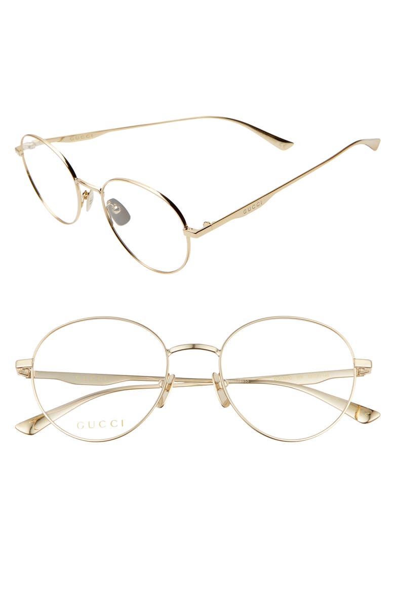53mm Round Optical Glasses, Main, color, GOLD