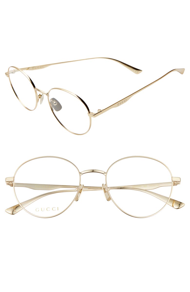 Gucci 53mm Round Optical Glasses, Main, color, 