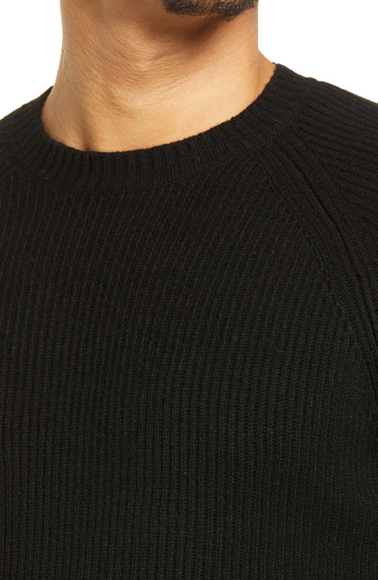 Schott NYC Ribbed Wool Blend Sweater, Alternate, color, Black