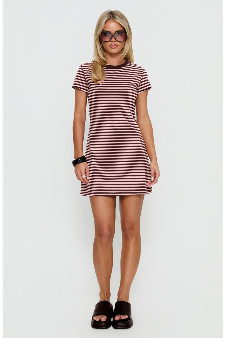 Settle Down T-Shirt Dress, Alternate, color, PINK / BROWN STRIPE