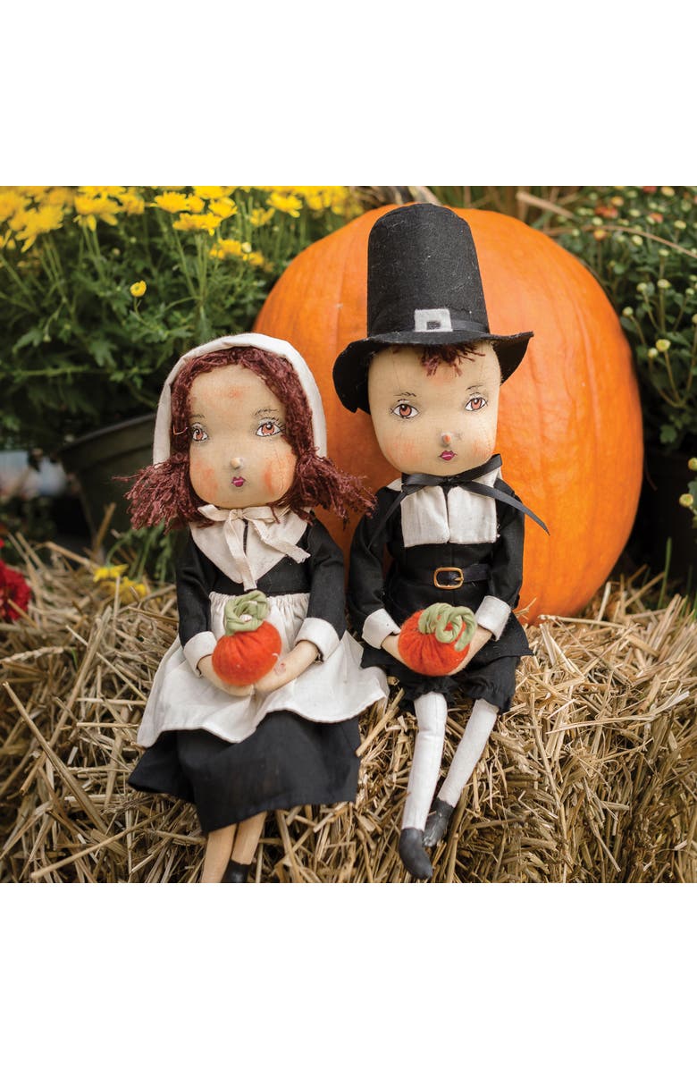 Gallerie II Thanksgiving Adam Pilgrim Folk Art Figurine Doll 15", Alternate, color, Black