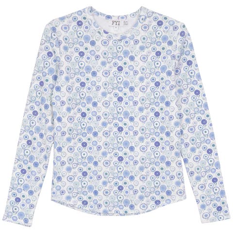 Girls Long Sleeve Top with Circle Flower Print