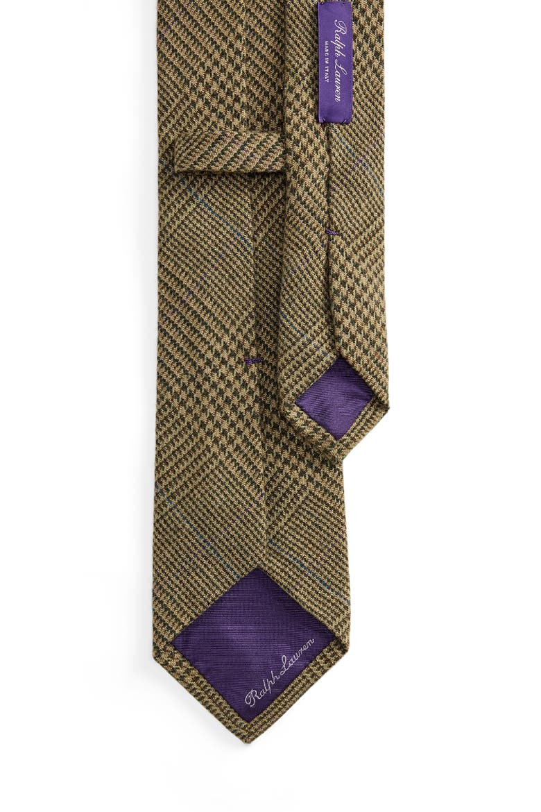 Overcheck Glen Plaid Linen Tie, Alternate, color, ARTICHOKE GREEN MULTI