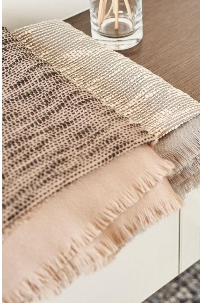 Flo Brown Merino Textured Handloom Throw, Alternate, color, Brown