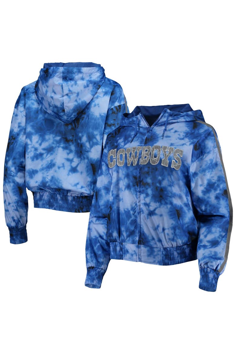 Women's Mitchell & Ness Navy Dallas Cowboys Galaxy Full-Zip Windbreaker Hoodie Jacket, Main, color, Navy