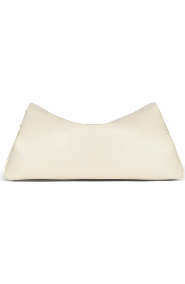 Balmain 1945 Soft Crinkled Leather Clutch, Alternate, color, White