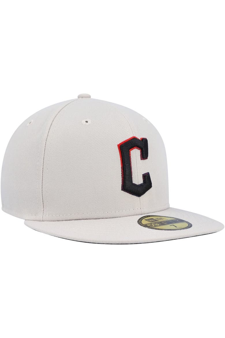 Men's New Era Khaki Cleveland Guardians Stone Dim Undervisor 59FIFTY Fitted Hat, Alternate, color, Khaki