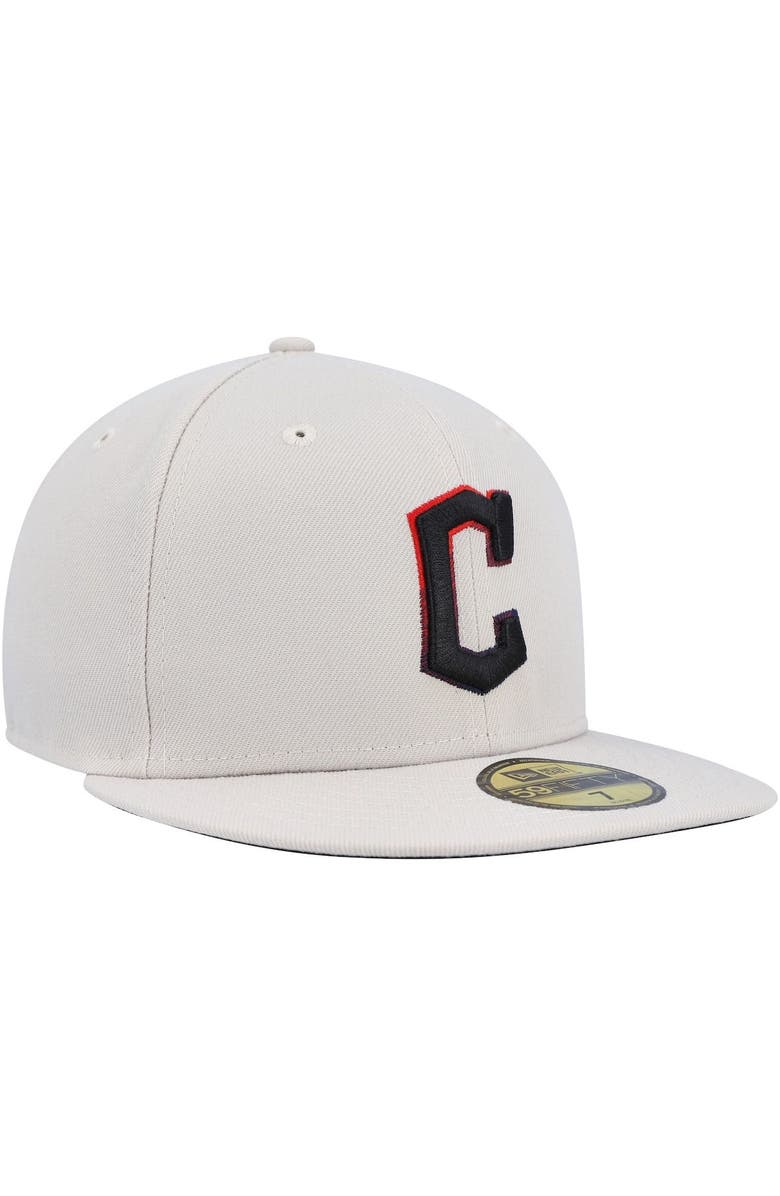 New Era Men's New Era Khaki Cleveland Guardians Stone Dim Undervisor 59FIFTY Fitted Hat, Alternate, color, 