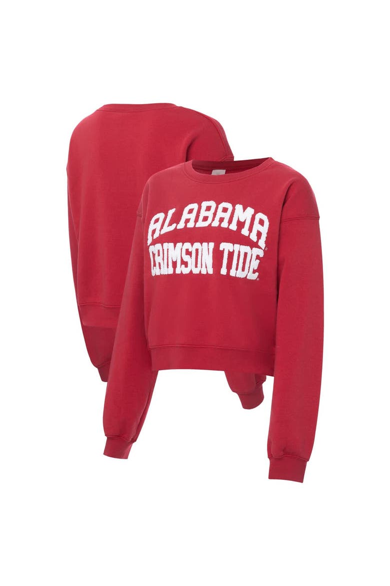 Women's ZooZatz Crimson Alabama Crimson Tide Chenille Cropped Sweatshirt, Main, color, Crimson