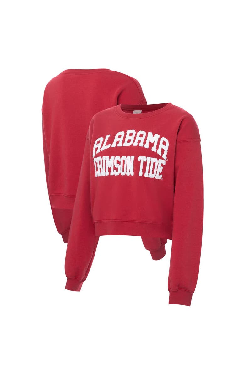 ZOOZATZ Women's ZooZatz Crimson Alabama Crimson Tide Chenille Cropped Sweatshirt, Main, color, Crimson