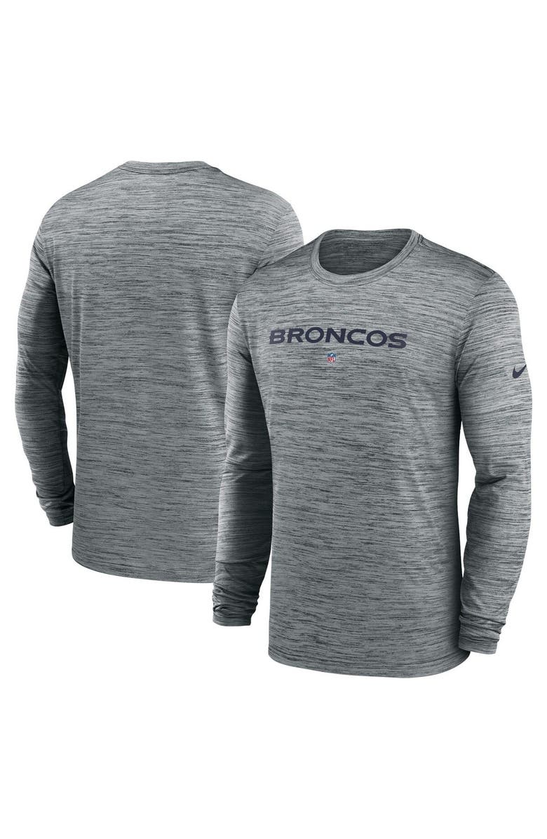 Nike Men's Nike Gray Denver Broncos Sideline Team Velocity Performance Long Sleeve T-Shirt, Main, color,