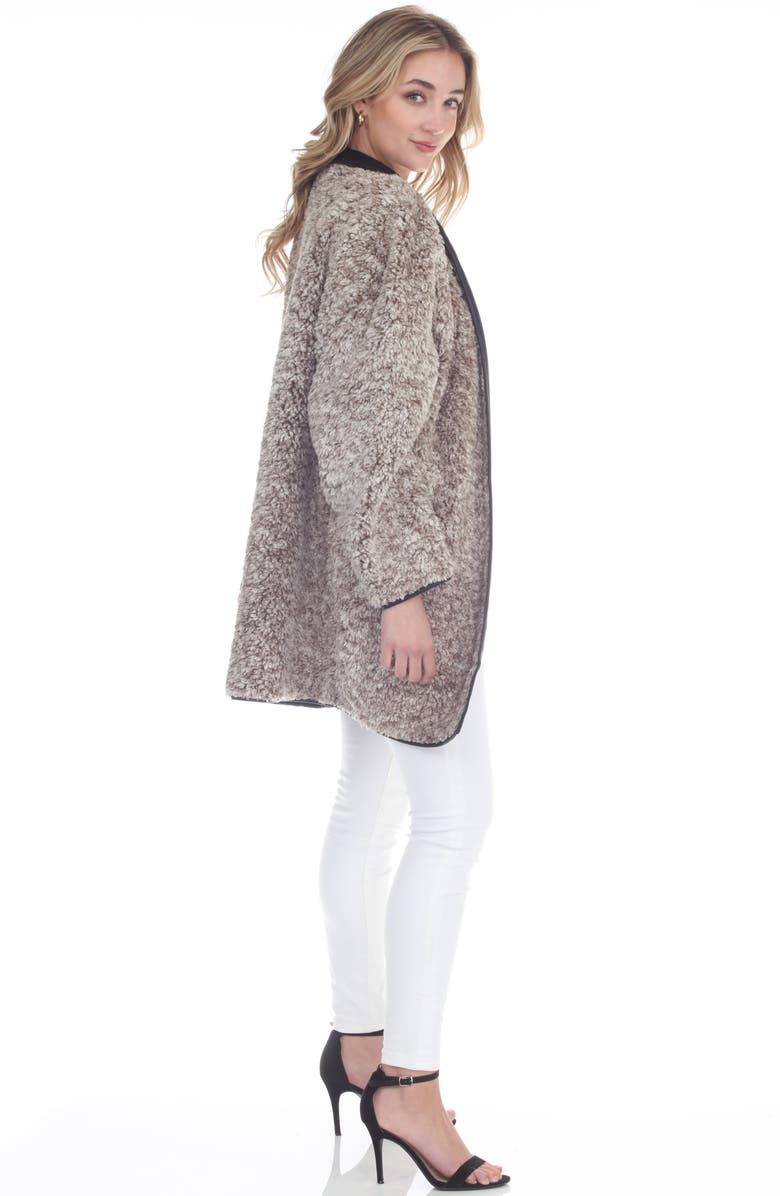 RAIN AND ROSE Water Resistant Reversible Faux Shearling Coat, Alternate, color, Black Multi