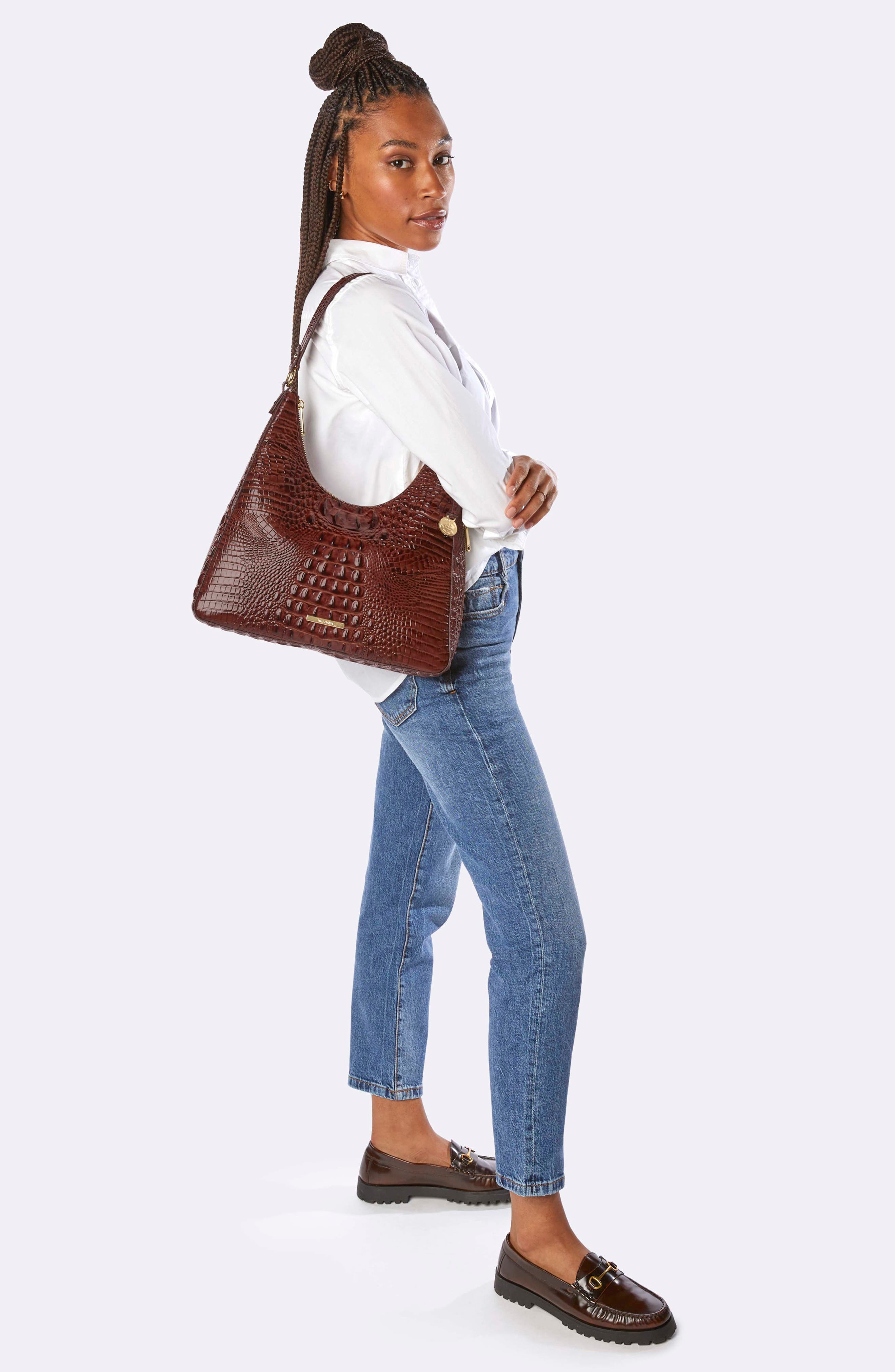 Brahmin Tabitha Croc Embossed Leather Shoulder Bag, Alternate, color, 