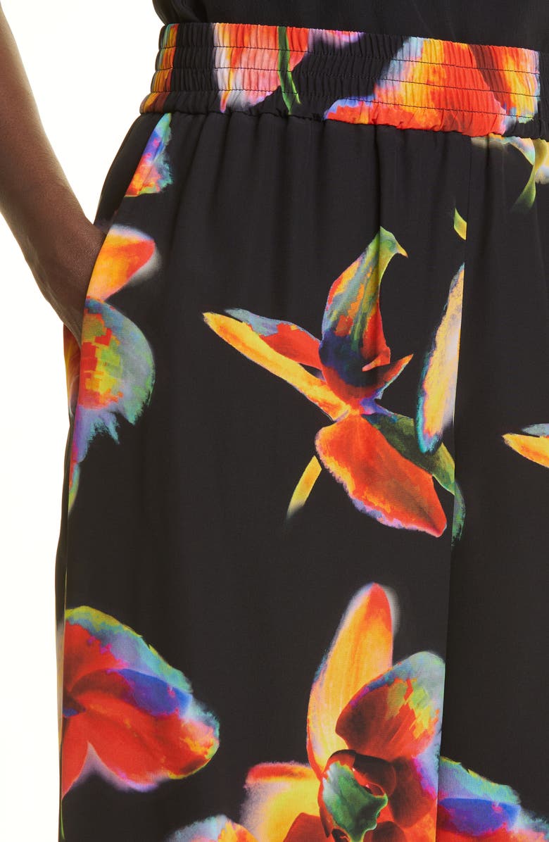 McQueen Floral Silk Wide Leg Pants, Alternate, color,