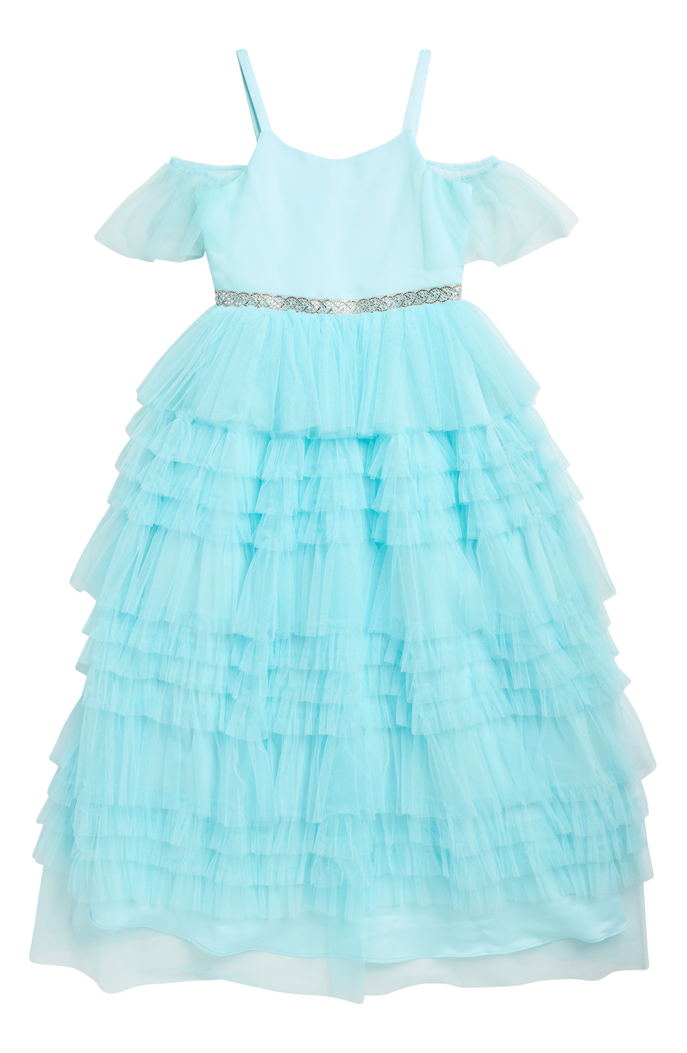 Rare Editions Kids' Mesh Cold Shoulder Party Dress