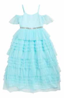 Rare Editions Kids' Mesh Cold Shoulder Party Dress