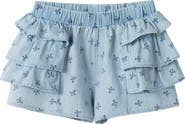Andy & Evan Kids' Printed Ruffle Denim Shorts