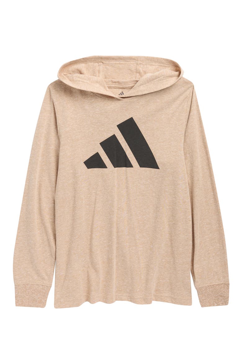 Kid's Hooded Long Sleeve T-Shirt, Main, color, WARM SANDSTONE SNOW HEATHER