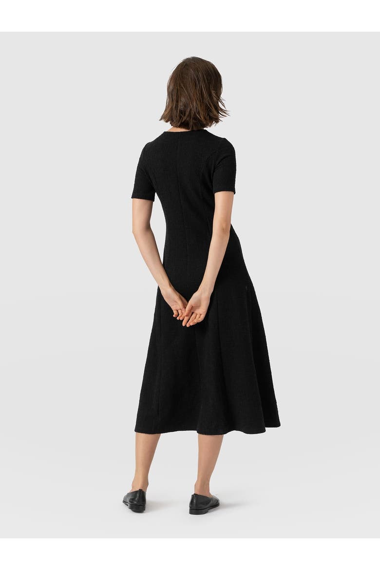 Lana Pleated Short Sleeve Dress, Alternate, color, Black Boucle