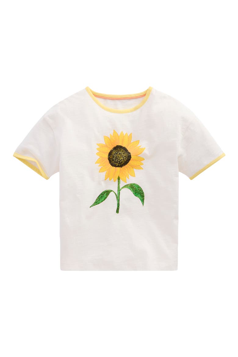 Kids' Daisy Graphic Cotton Ringer T-Shirt, Main, color, IVORY SUNFLOWER