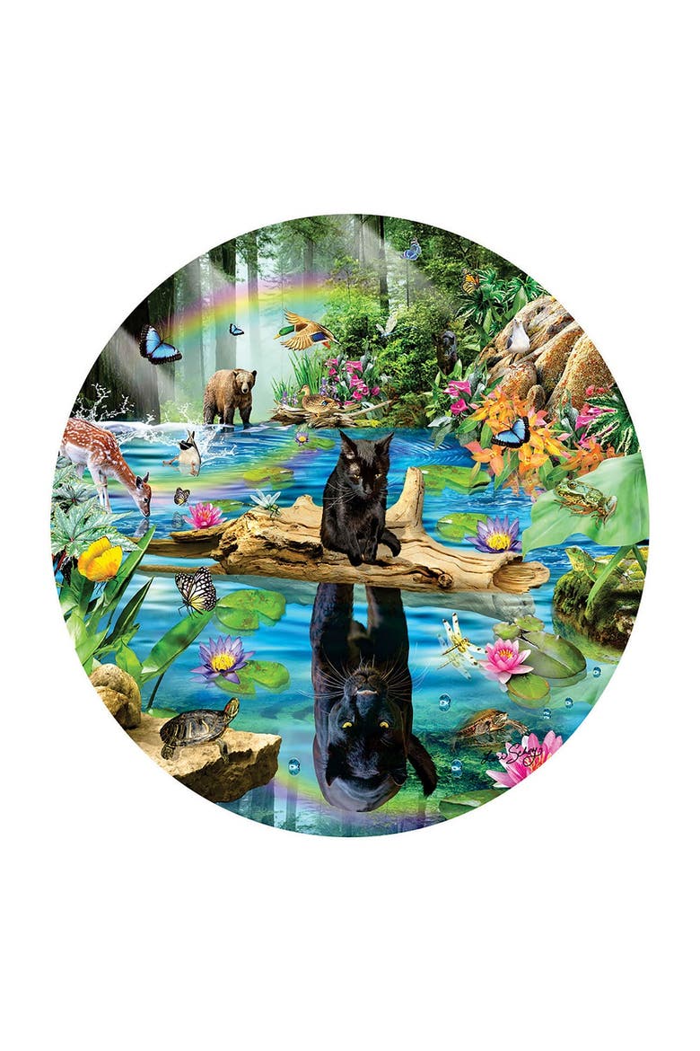 Panther Reflections 500 piece Jigsaw Puzzle for Adults Round, Alternate, color, Multicolor
