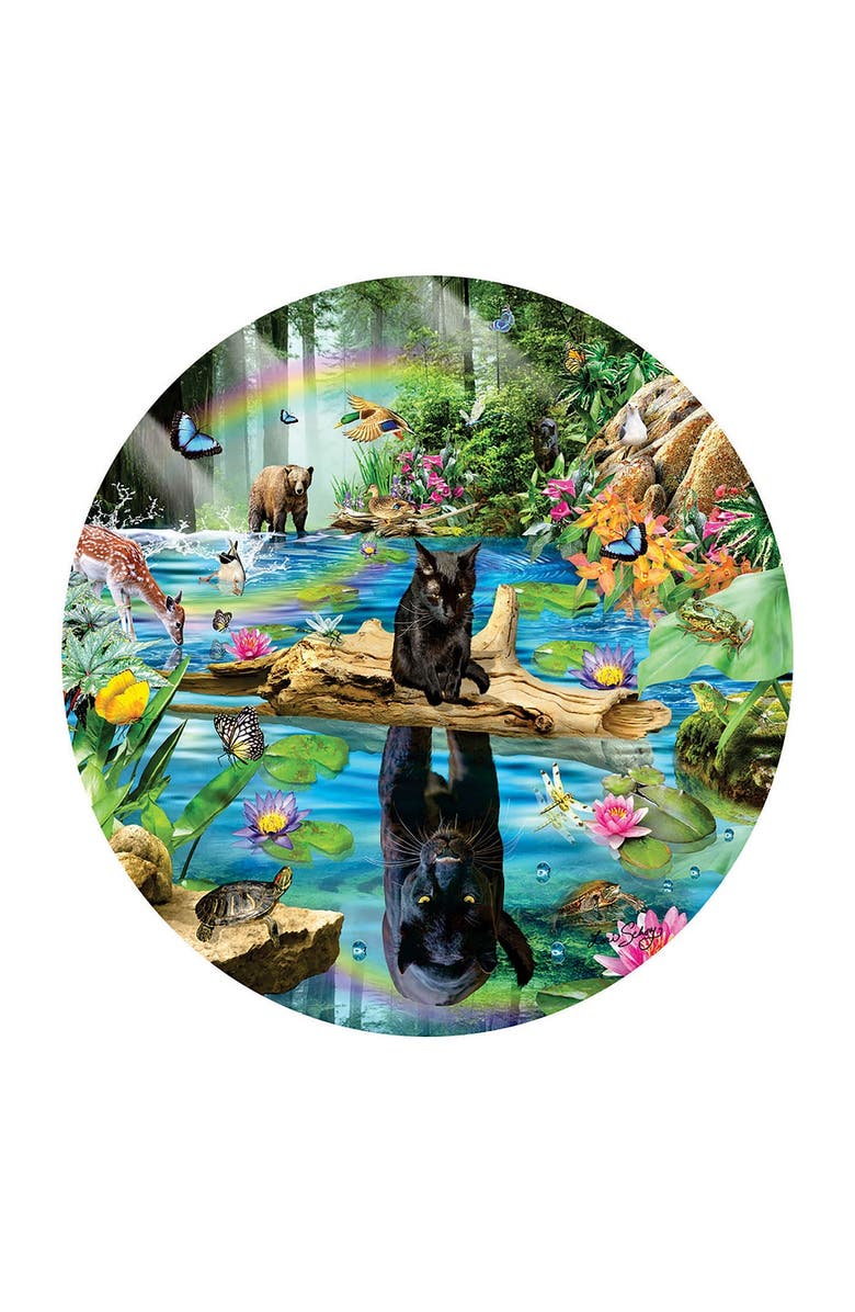 Sunsout Panther Reflections 500 piece Jigsaw Puzzle for Adults Round, Alternate, color, Multicolor