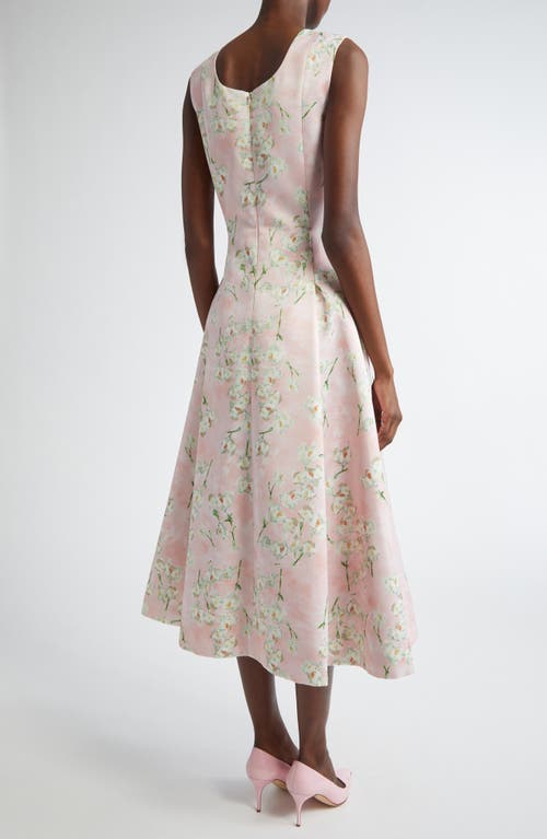 EMILIA WICKSTEAD EMILIA WICKSTEAD FLORAL SATIN A-LINE MIDI DRESS