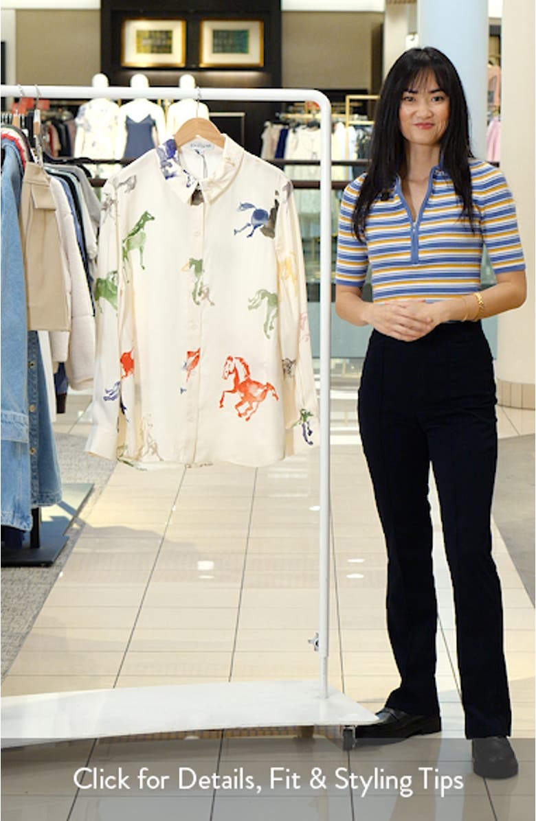 Watercolor Horse Print Button-Up Shirt, sales video thumbnail