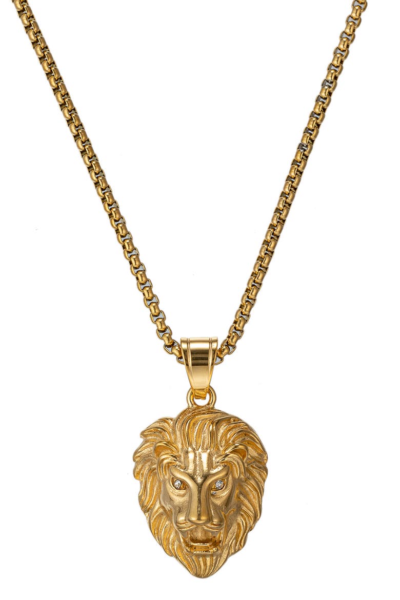 Men's Joseph Lion Head Pendant Necklace, Main, color, GOLD