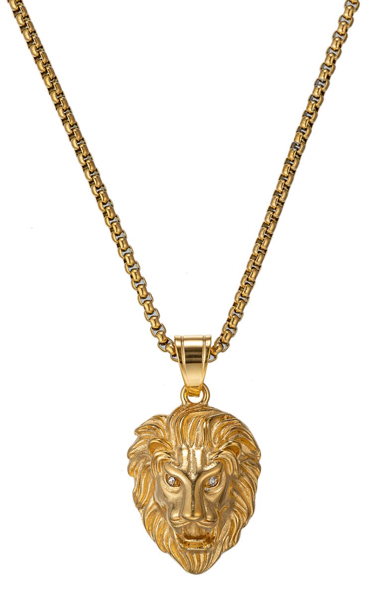 EYE CANDY LOS ANGELES Men's Joseph Lion Head Pendant Necklace, Main, color, Gold