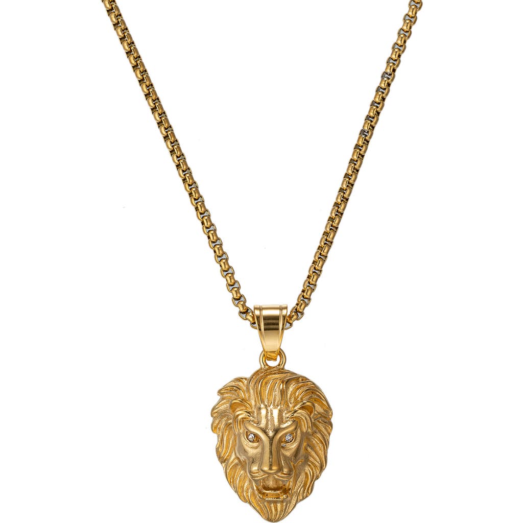 Eye Candy Los Angeles Joseph Lion Head Pendant Necklace In Gold