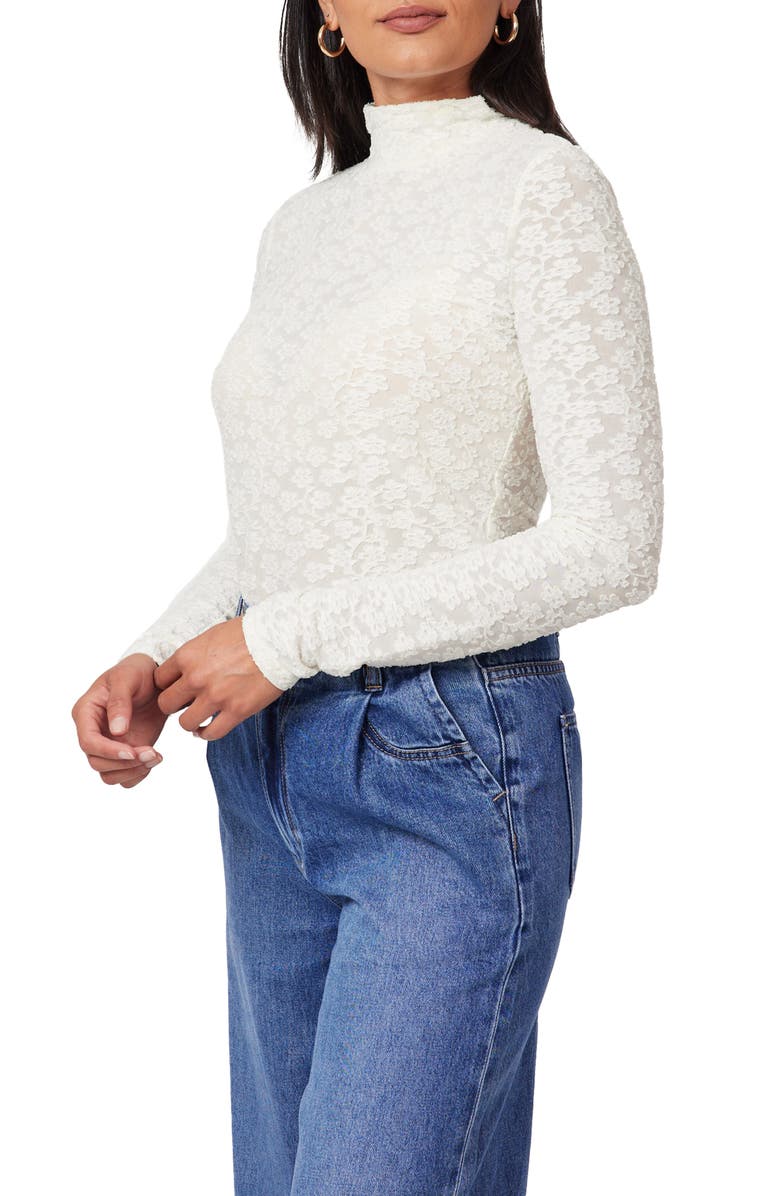 Scotch & Soda Long Sleeve Turtleneck Top, Alternate, color, White Cap