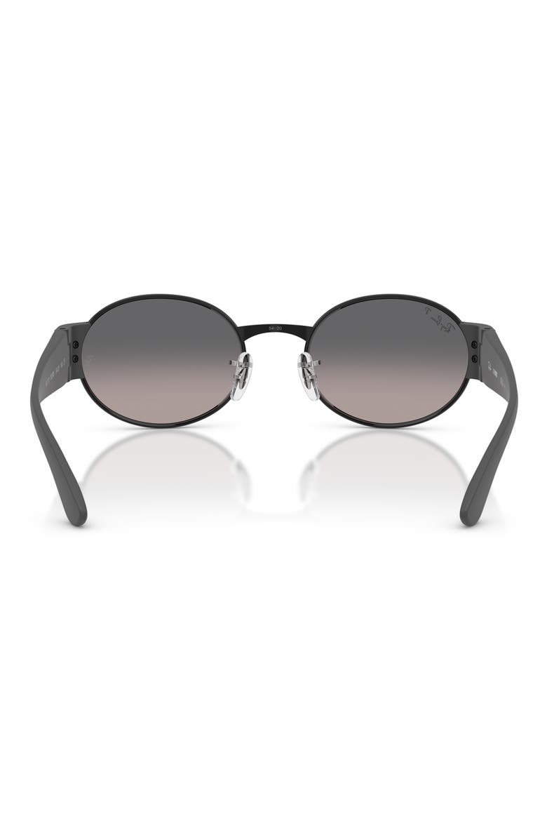 52mm Polarized Gradient Oval Sunglasses, Alternate, color, BLACK / GREY GRADIENT POLAR