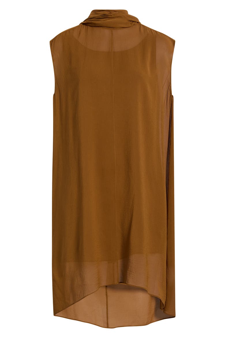 The Wisp Tie Neck Silk Shift Dress, Main, color, BRONZE