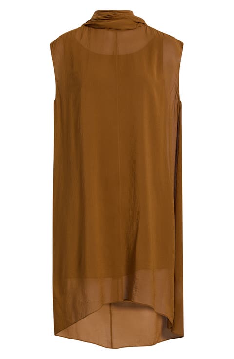 The Wisp Tie Neck Silk Shift Dress