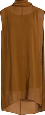 FRAME The Wisp Tie Neck Silk Shift Dress