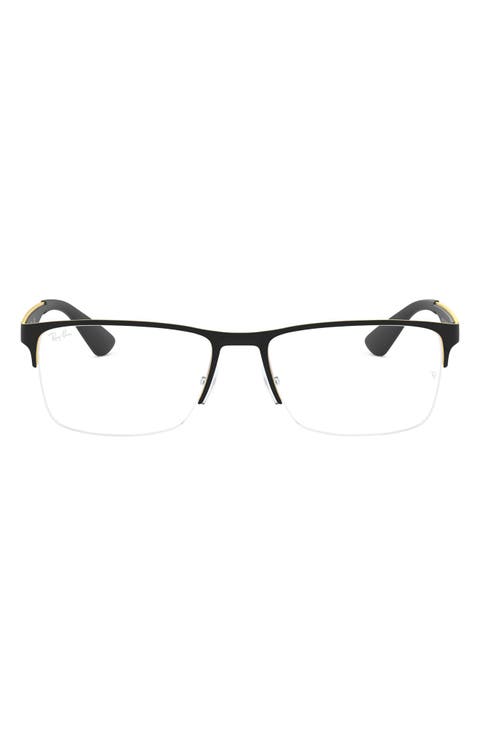 56mm Rectangle Semi Rimless Optical Glasses