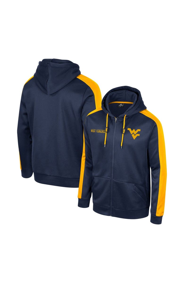 COLOSSEUM Men's Colosseum Navy West Virginia Mountaineers Reese Full-Zip Hoodie, Main, color,