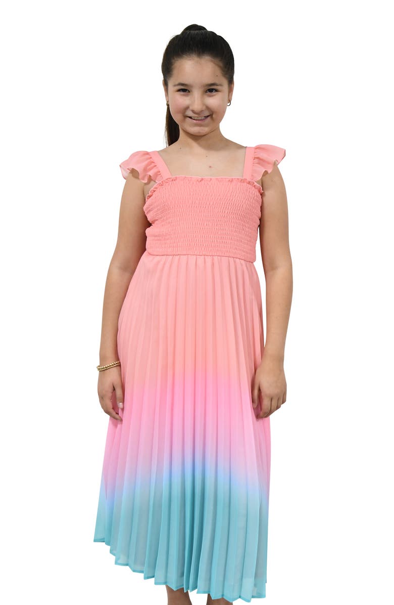Zunie Kids' Ombré Pleated Maxi Dress, Alternate, color, 