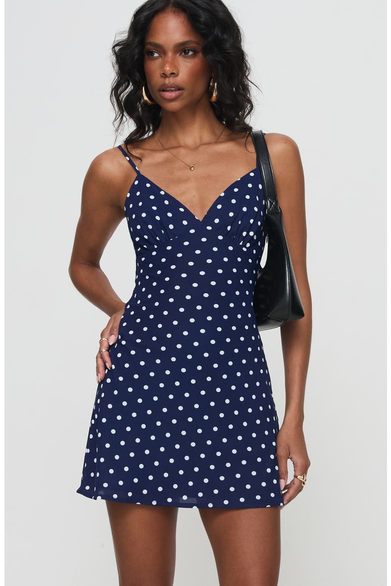 Chara Polka Dot Minidress, Alternate, color, NAVY