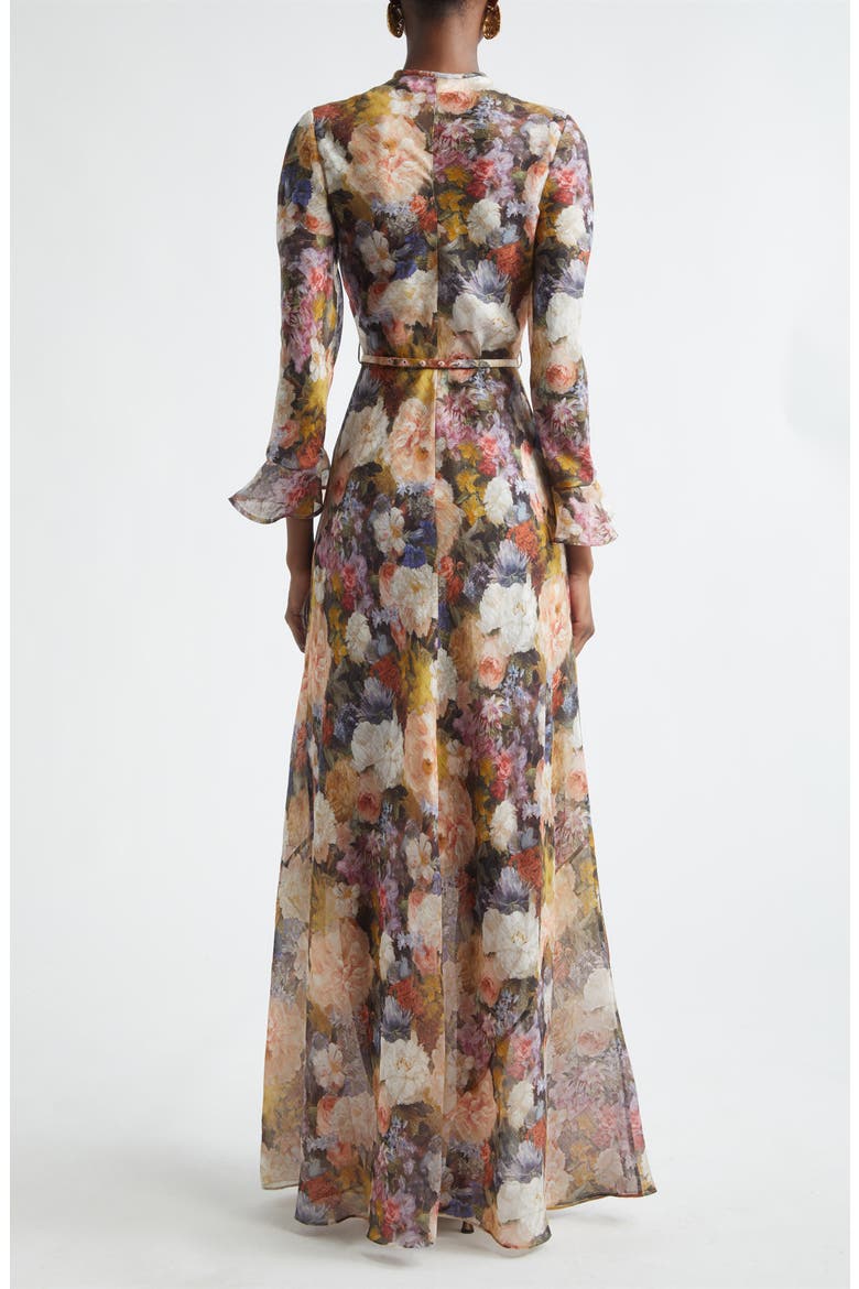 Alchemy Floral Long Sleeve Linen & Silk Maxi Dress, Alternate, color, ROSETTE