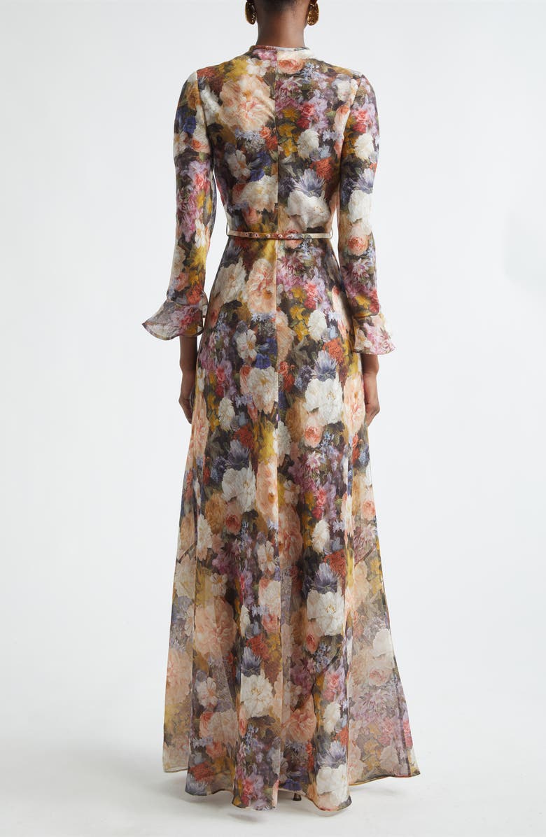 Zimmermann Alchemy Floral Long Sleeve Linen & Silk Maxi Dress, Alternate, color, Rosette